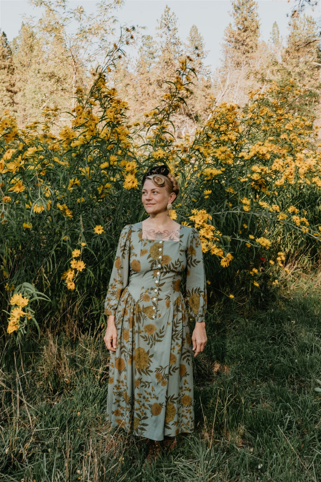 Prairie Dress in Slate Marigold