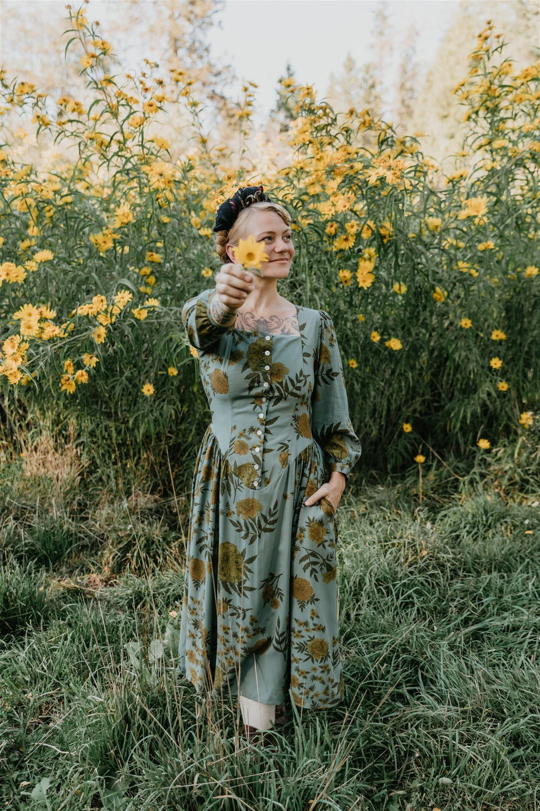 Prairie Dress in Slate Marigold