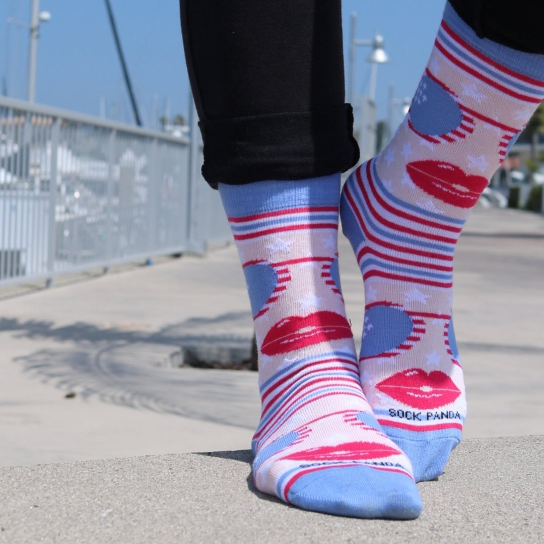 Amazing Reflective Sunglasses and Red Lips Socks from the Sock Panda