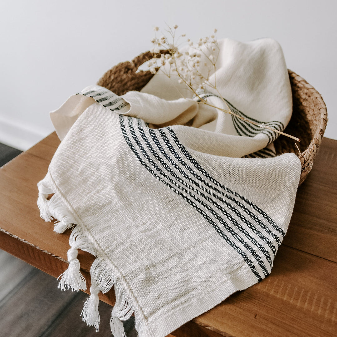 Turkish Cotton + Bamboo Hand Towel - Multi Stripes