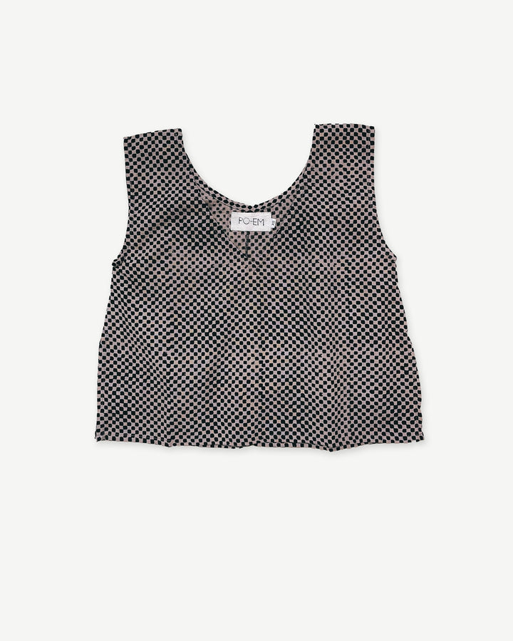 Handloom Blouse Tank Top in Mosaic Checkered