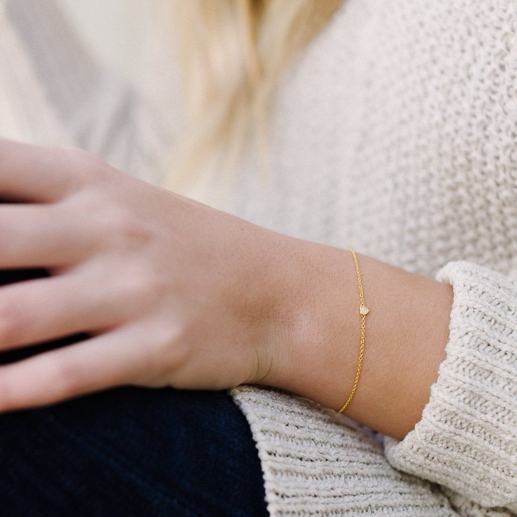 Micro Pave Mini Heart Bracelet - Final Sale