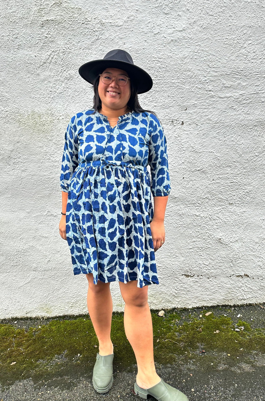 Handblock Print Dress - Indigo Cotton Dress