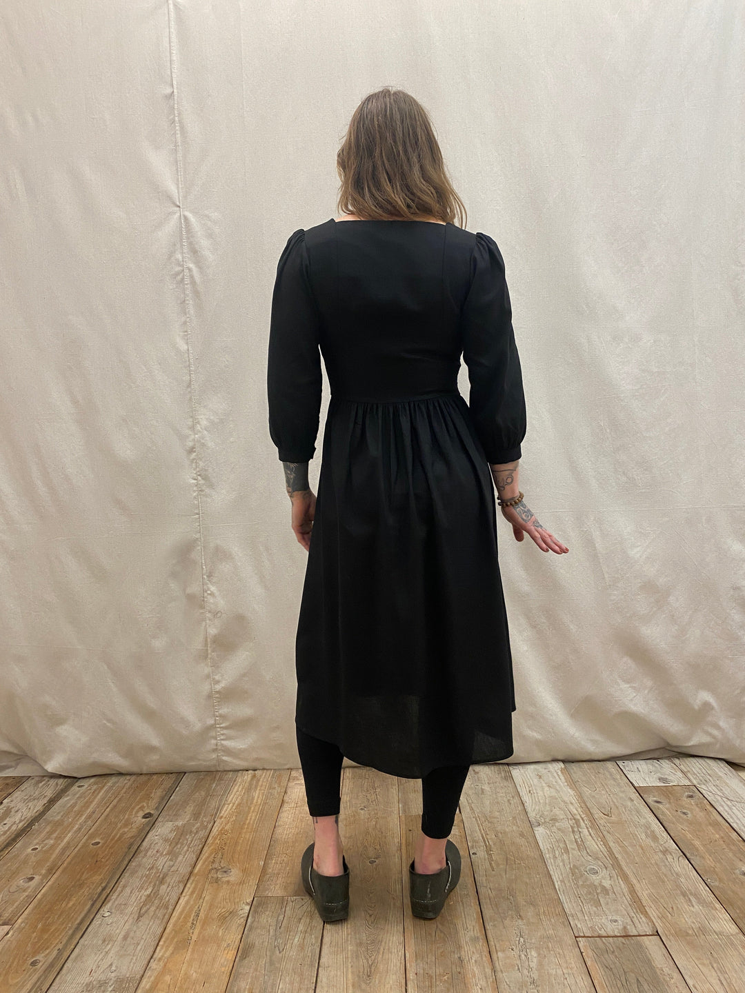 Prairie Dress in Black Linen