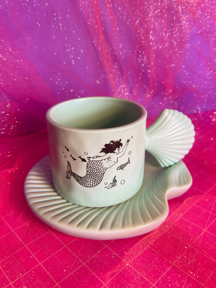 Seashell Mug and Saucer