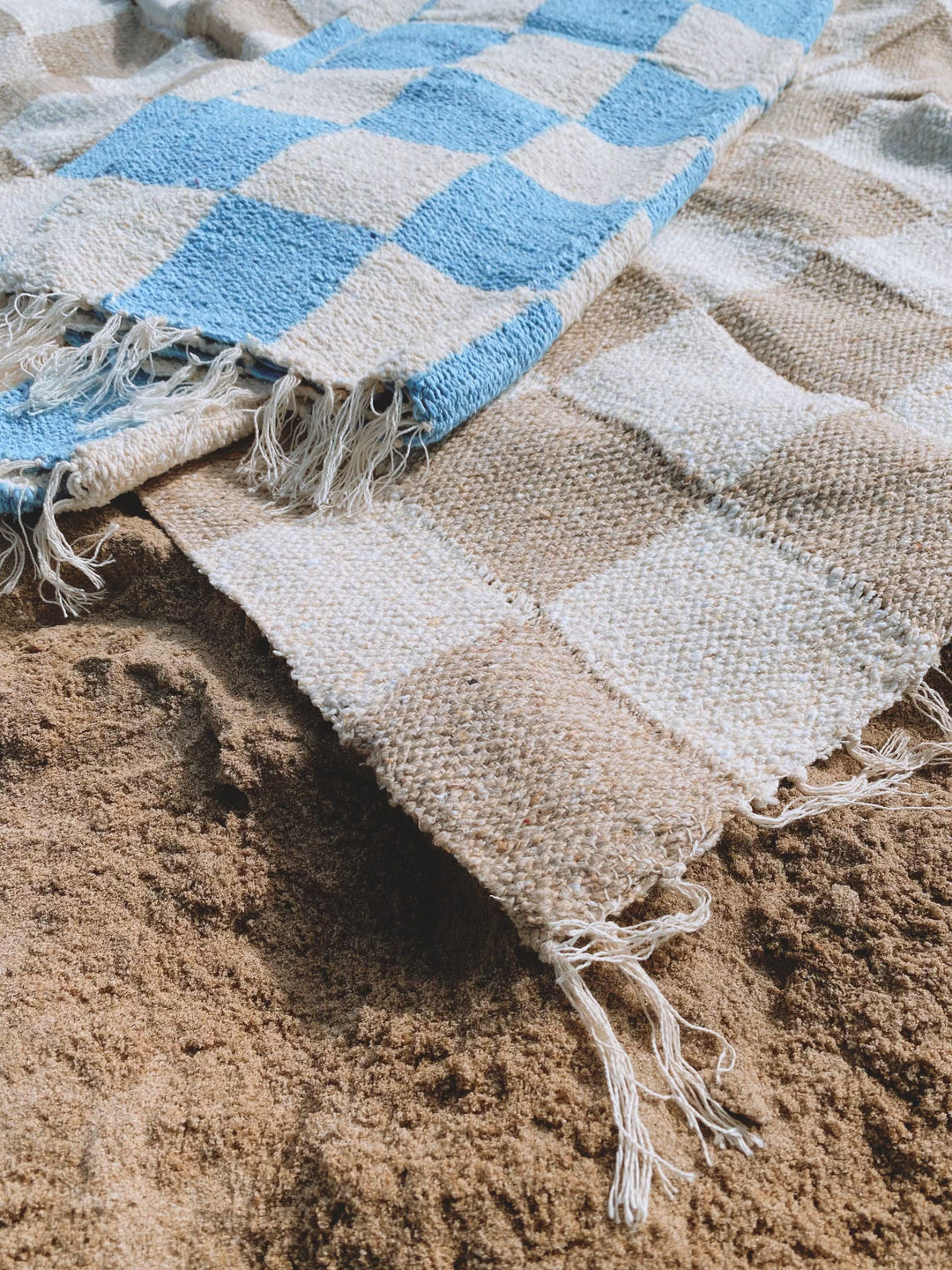 Tan Checkered Handwoven Blanket