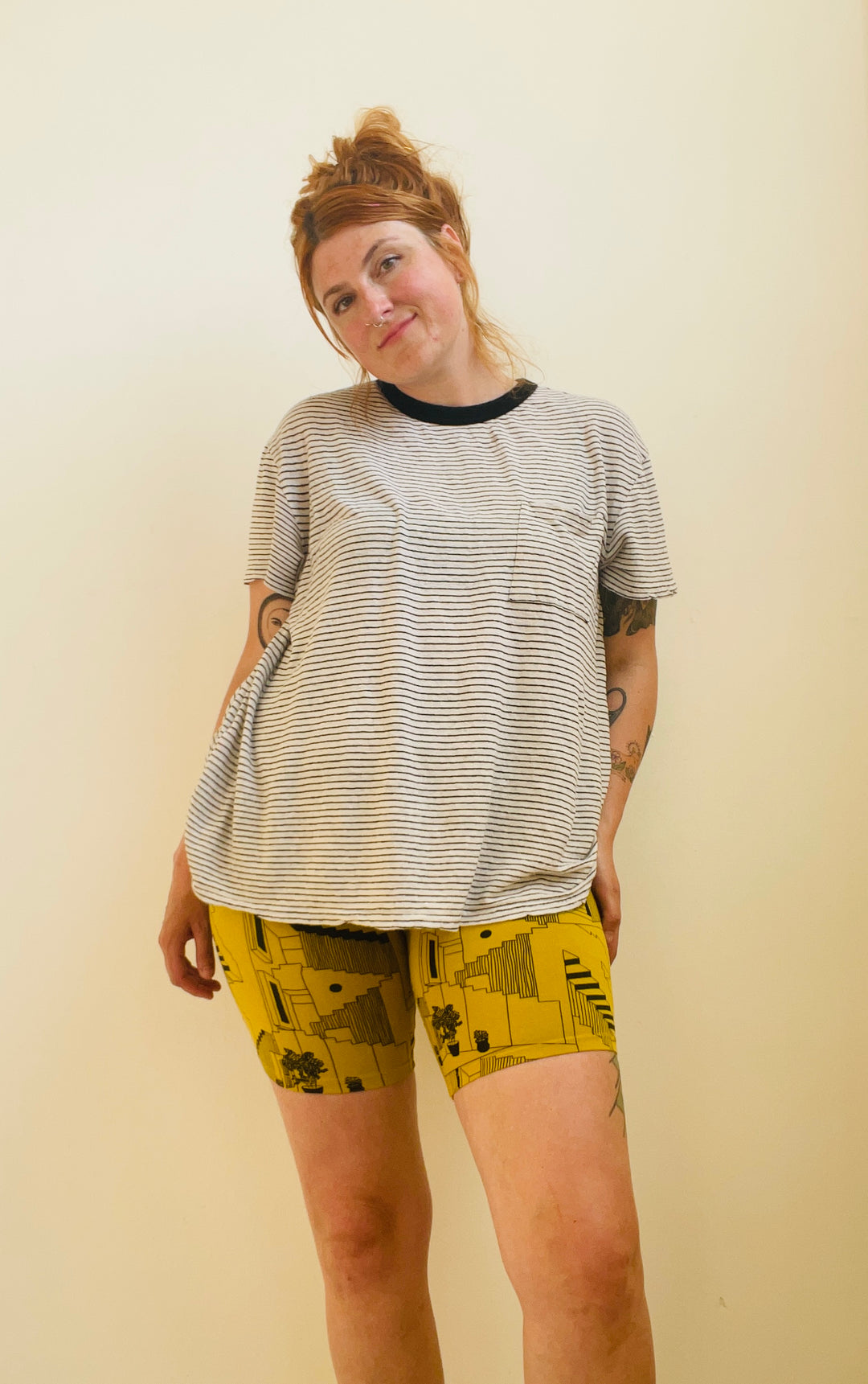 TOTALLY BESTIES Perfect Bike Shorts in Stairs - Olive Oil