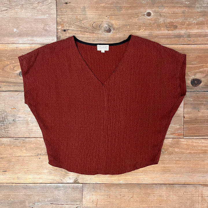 Dolman Top in Red Jacquard