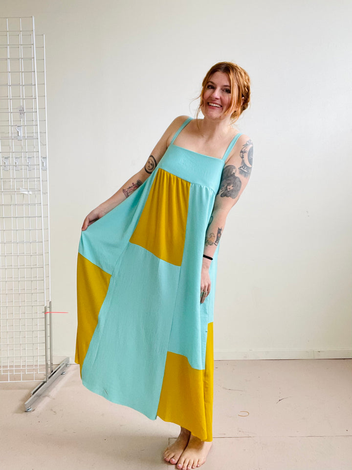 Tulip Dress in Macaw Patchwork