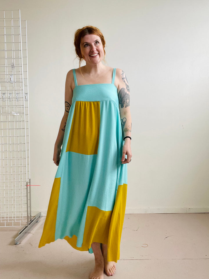 Tulip Dress in Macaw Patchwork