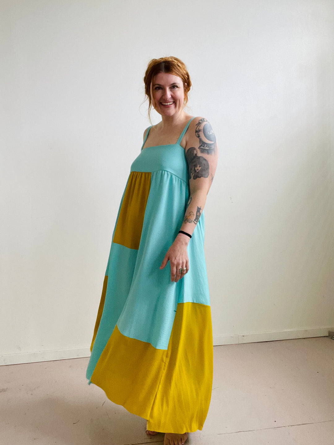 Tulip Dress in Macaw Patchwork