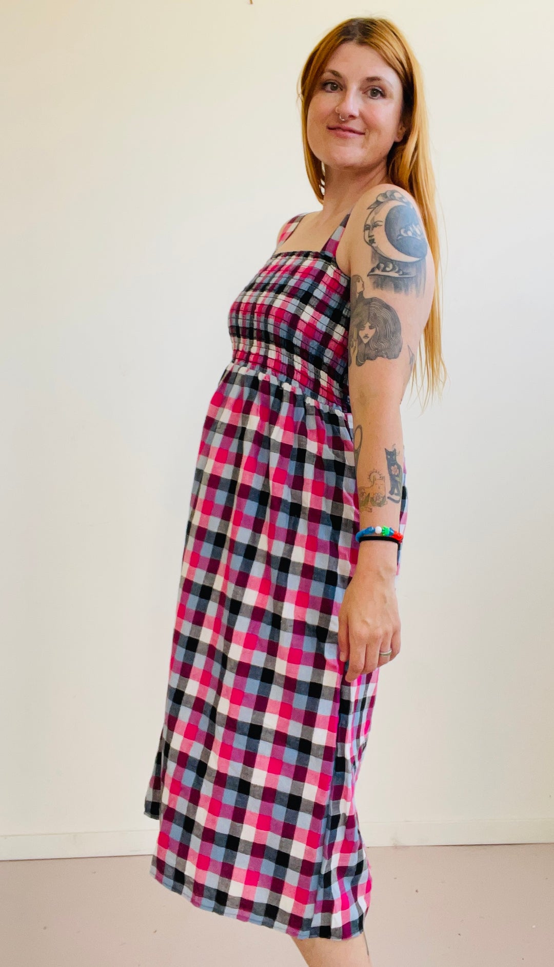 Leah in Hydrangea Checker