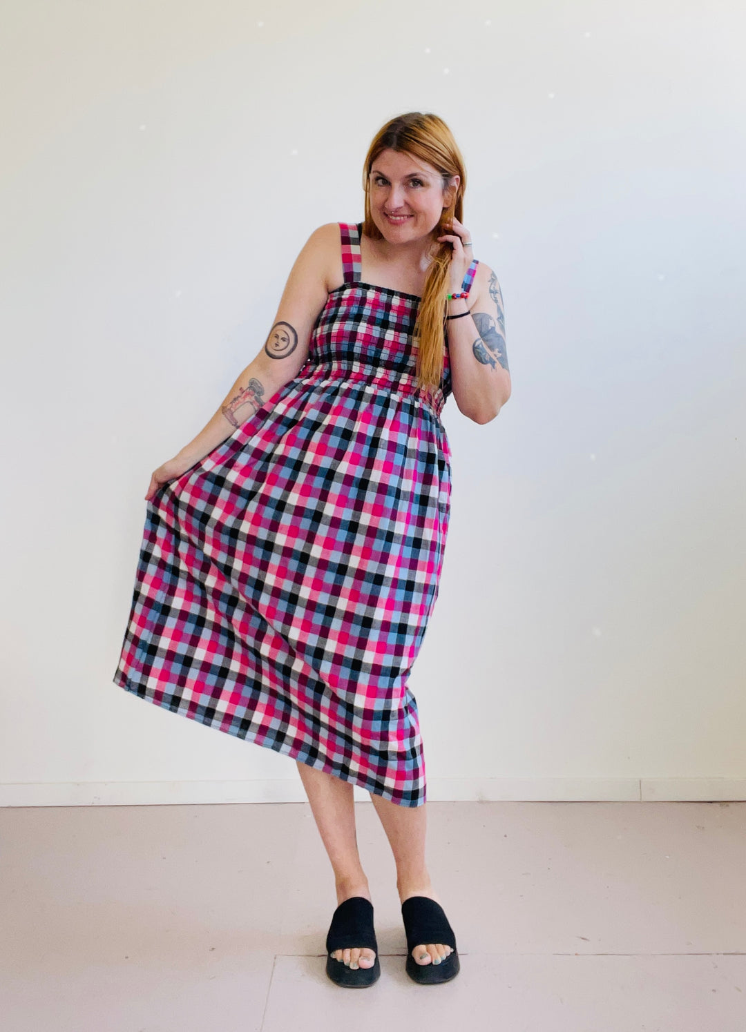 Leah in Hydrangea Checker