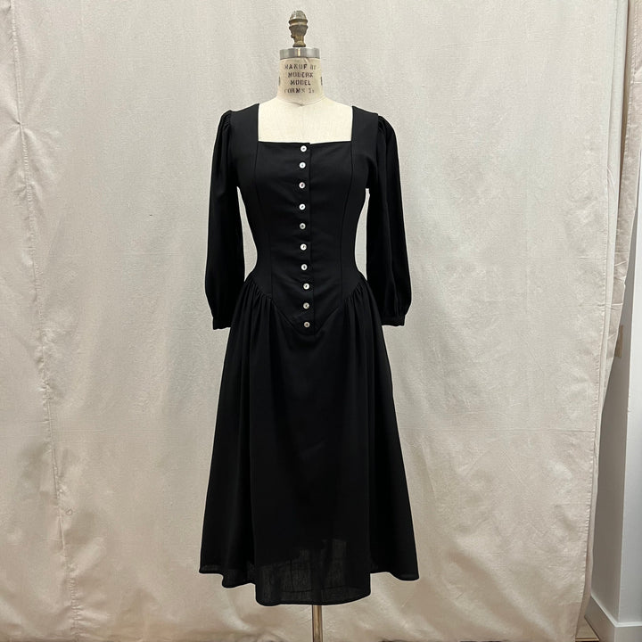 Prairie Dress in Black Linen