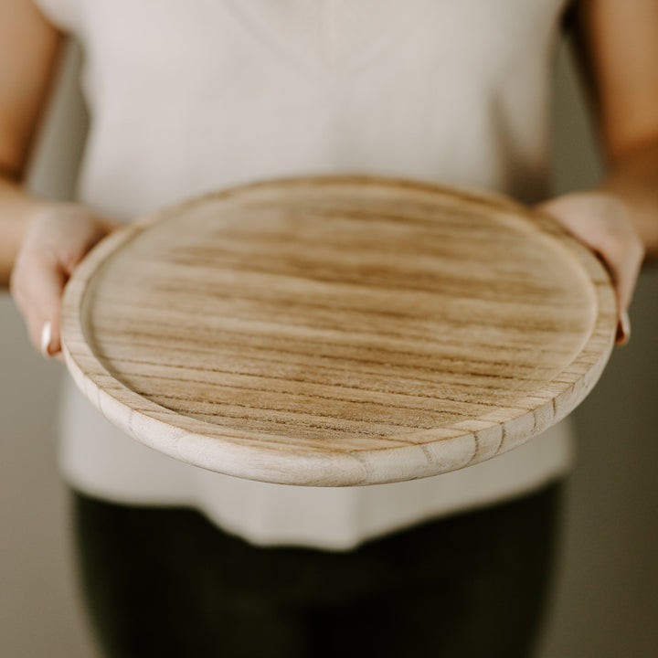 Large Rustic Round Wood Tray