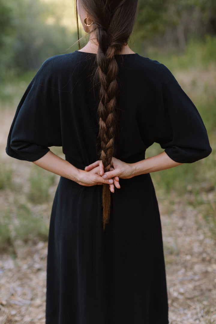 Finley Dress in Black Linen