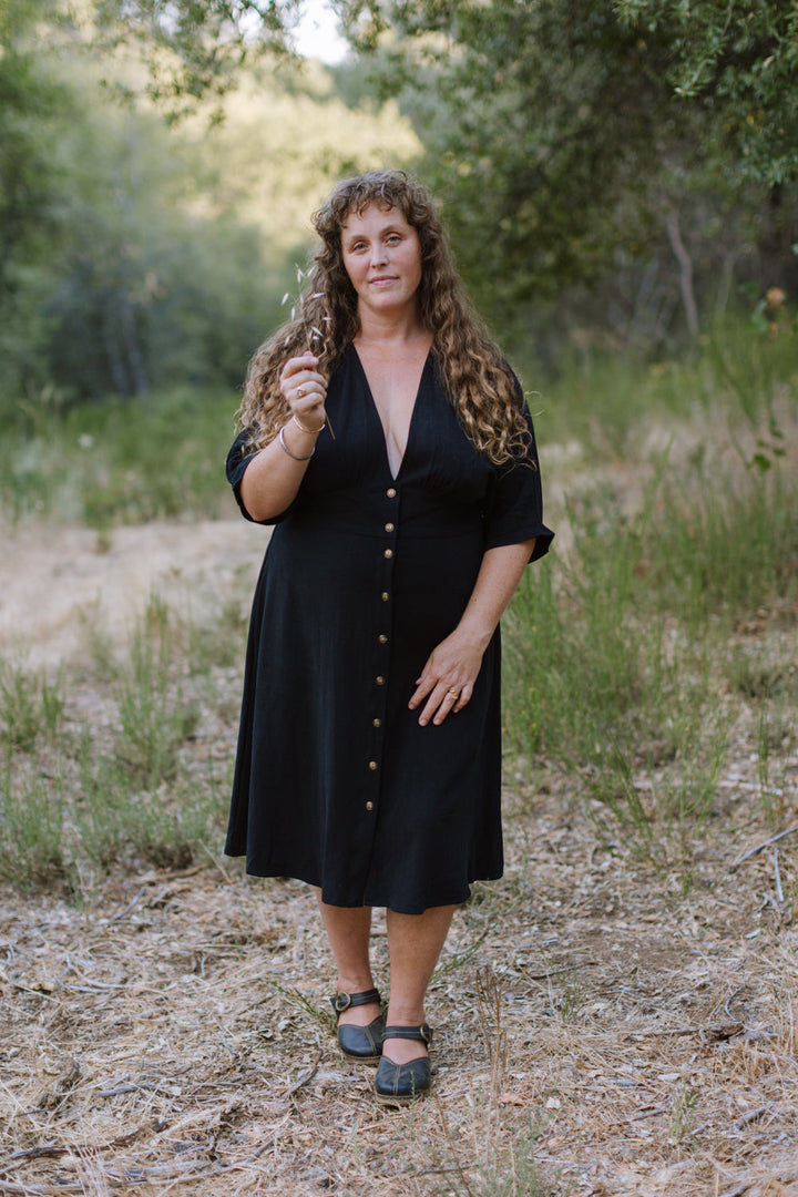 Finley Dress in Black Linen