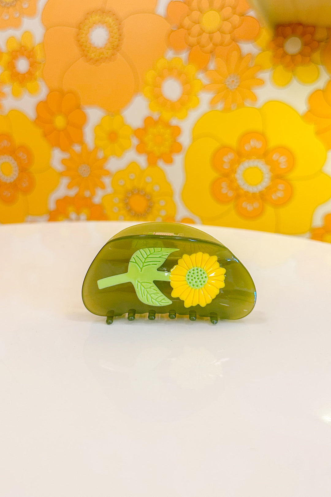 Sunflower Hair Claw in Olive