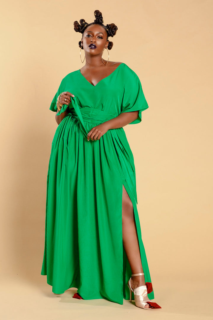 Bat Sleeved Maxi Dress w Split