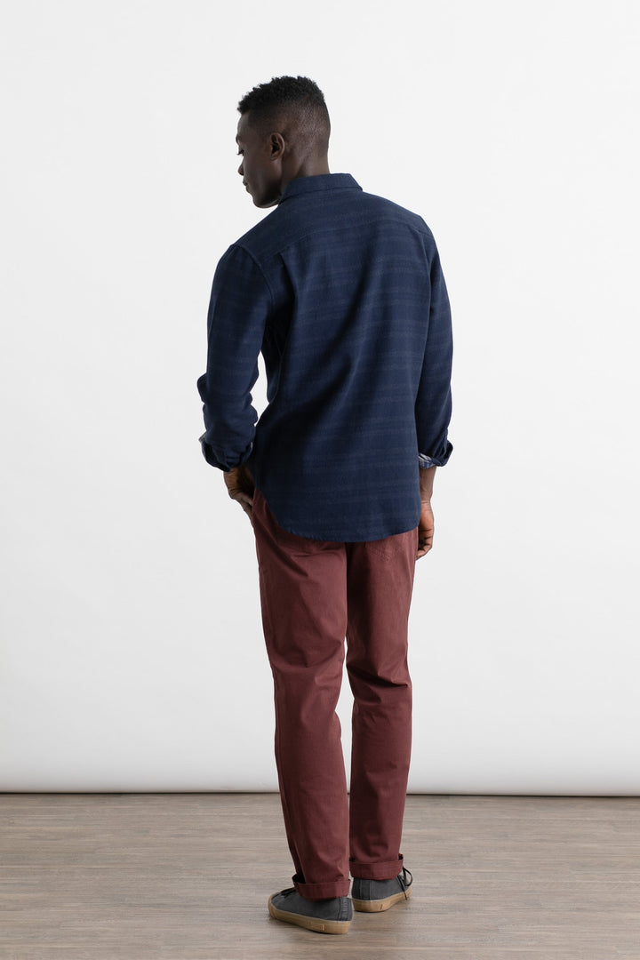 Cole Slim Shirt / Navy Blanket Stripe