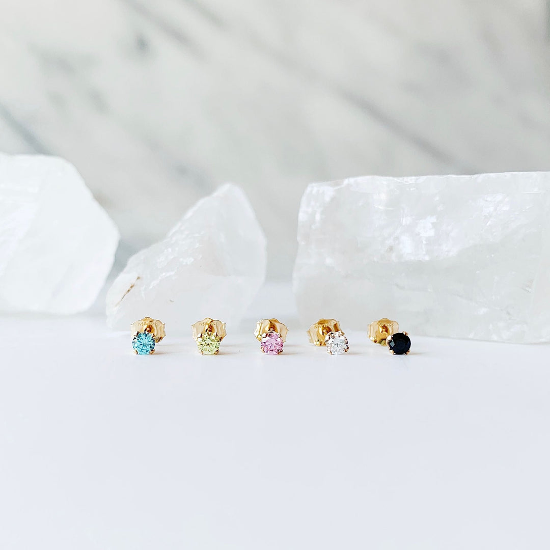 Dainty Gem Studs - Clear