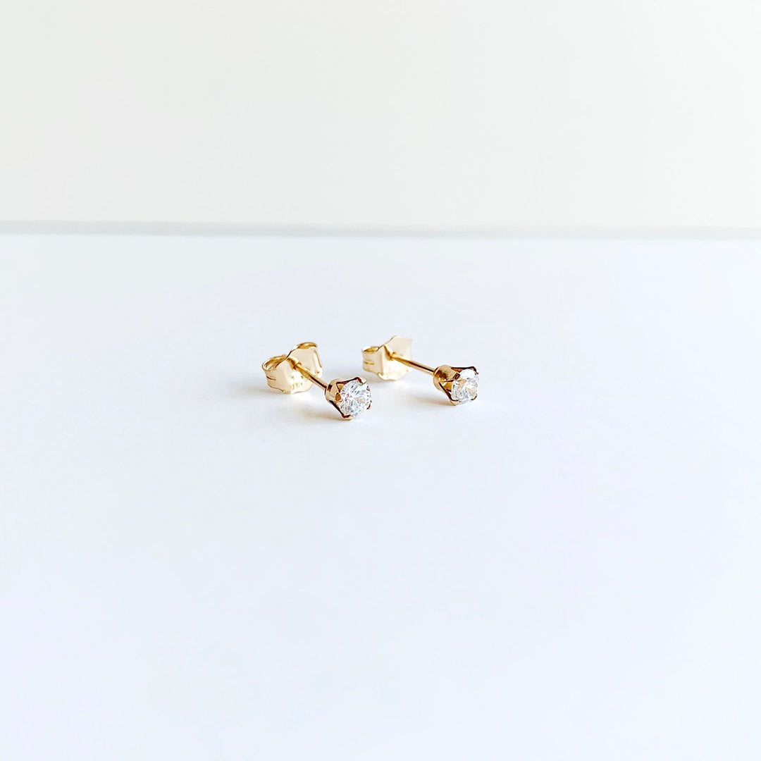 Dainty Gem Studs - Clear