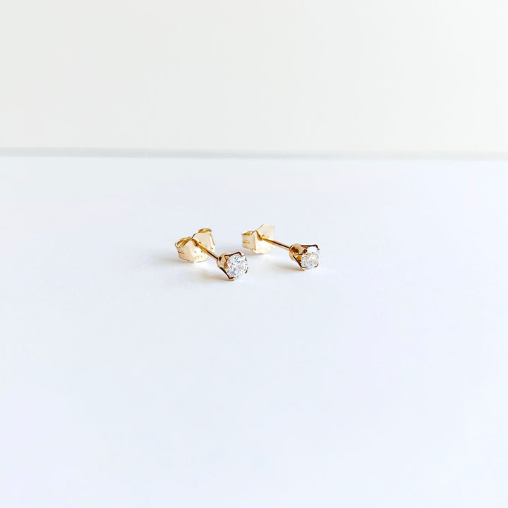 Dainty Gem Studs - Clear