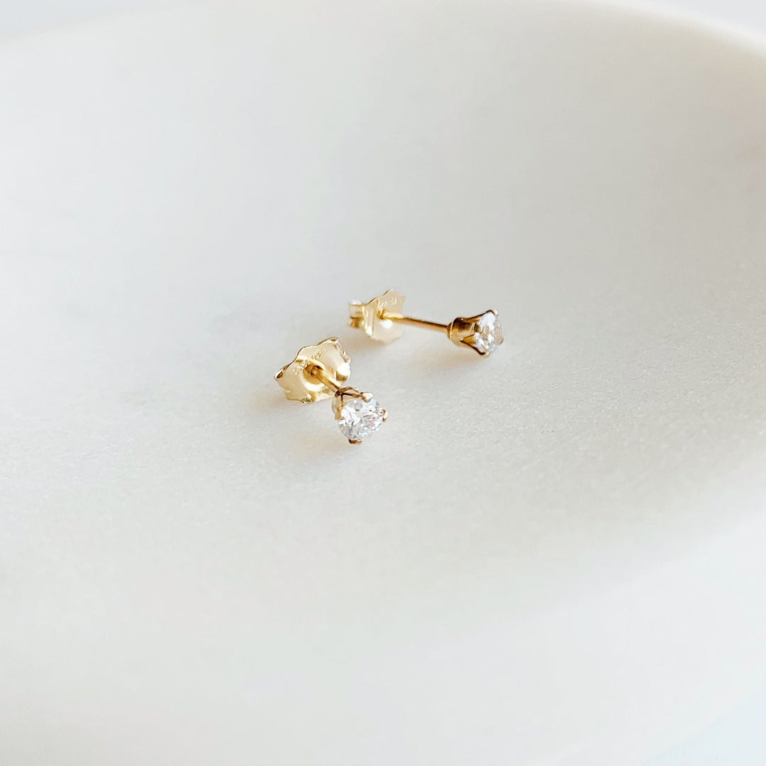 Dainty Gem Studs - Clear