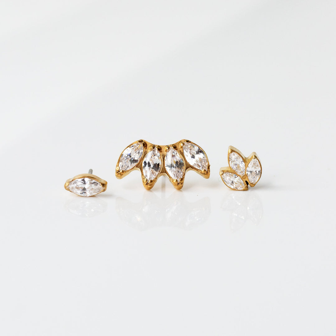 Solitaire Marquise Flat Back Earrings - Inlaid Crystal