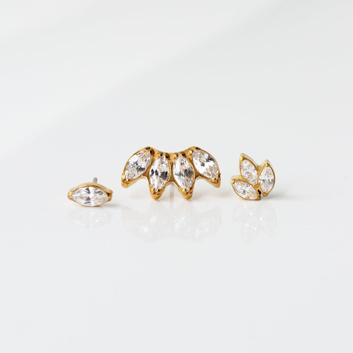 Solitaire Marquise Flat Back Earrings - Inlaid Crystal