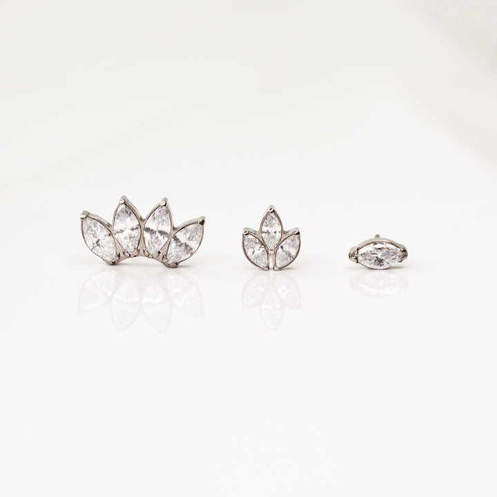 Solitaire Marquise Flat Back Earrings - Inlaid Crystal