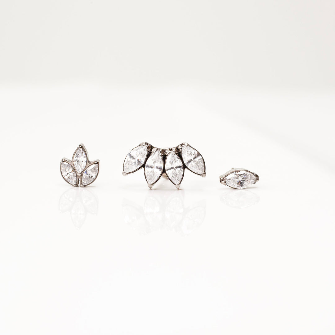 Solitaire Marquise Flat Back Earrings - Inlaid Crystal