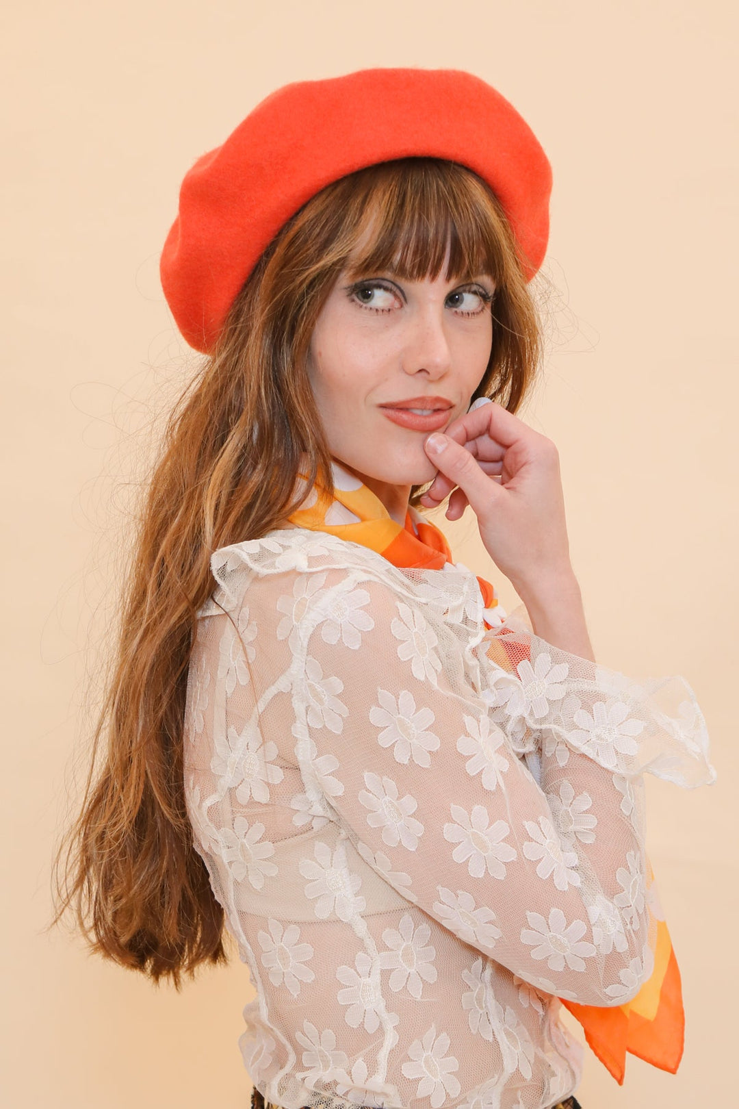 Brigitte Beret in Orange