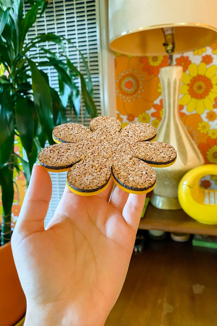 Daisy Coasters in Mustard