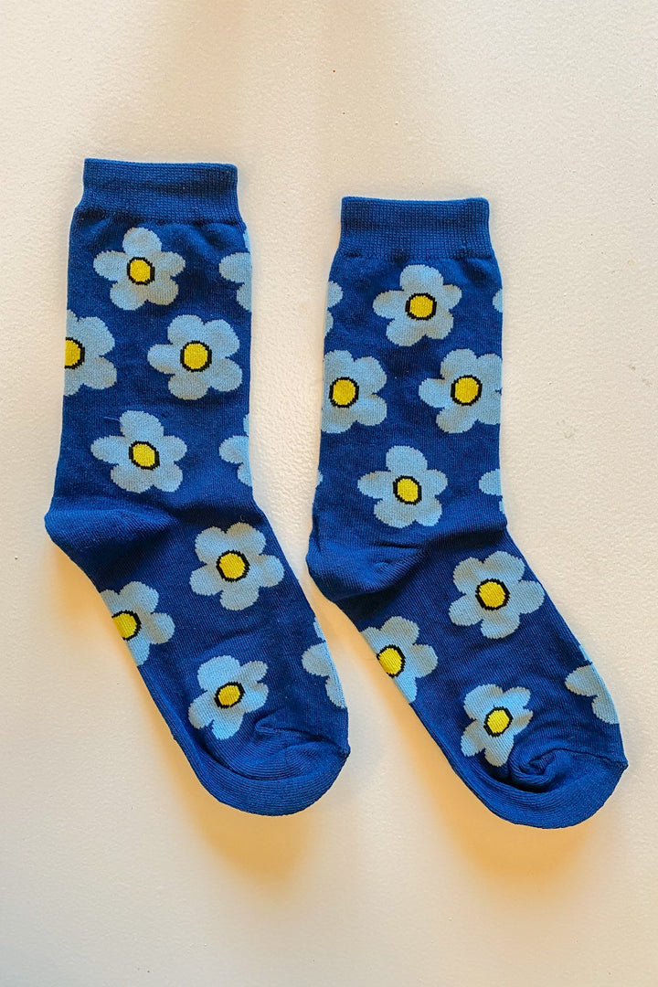 Flower Socks in Candy Blue