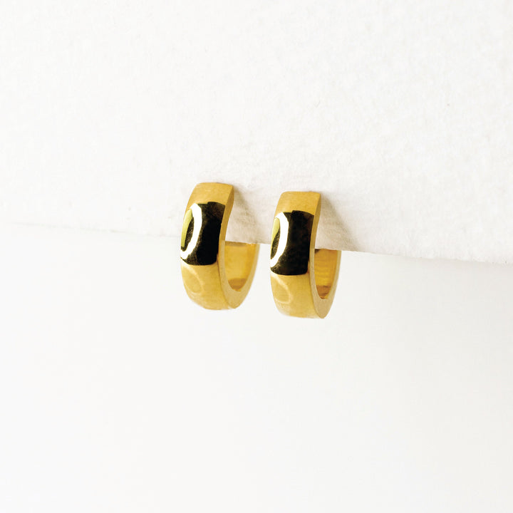 Narrow Dome Locking Huggie Earrings