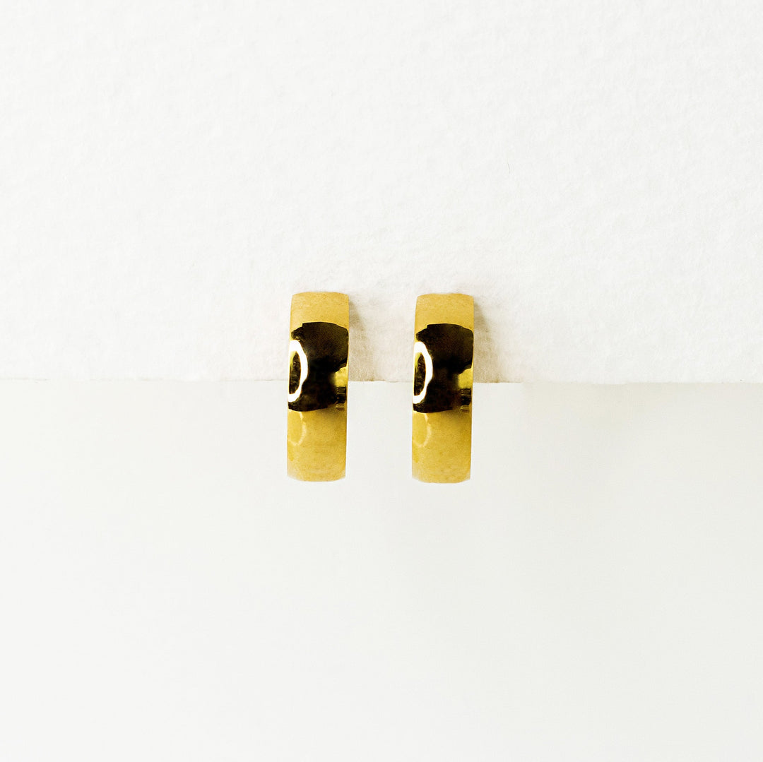 Narrow Dome Locking Huggie Earrings