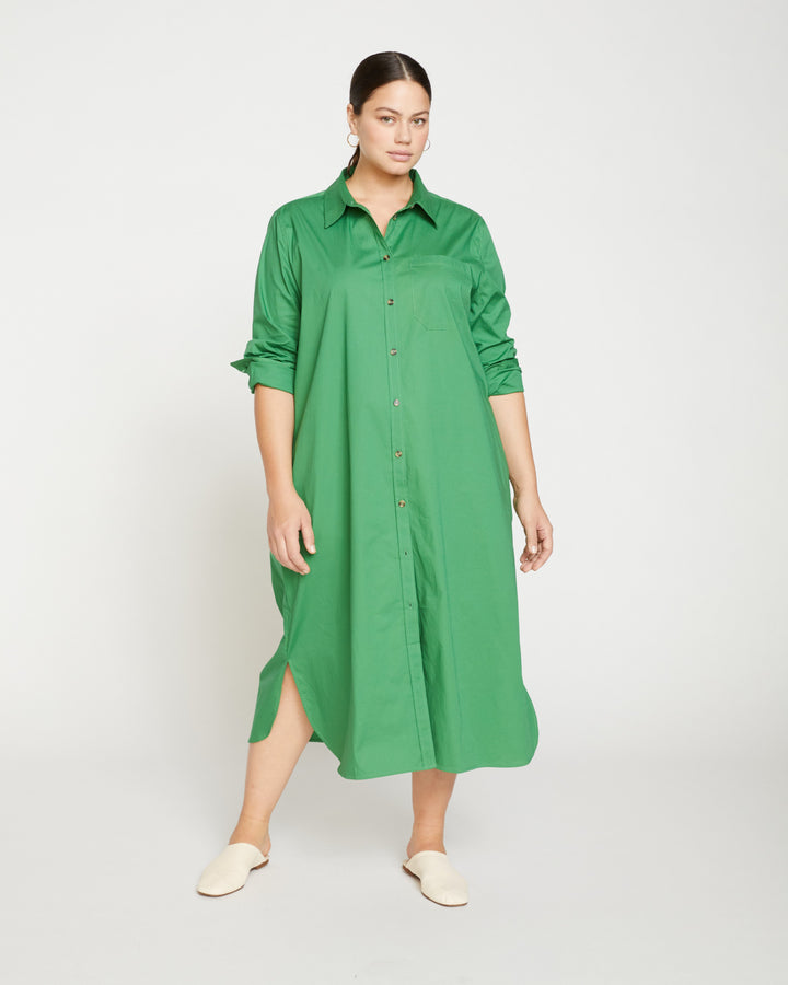 Odeon Stretch Poplin Shirtdress - Spearmint Candy