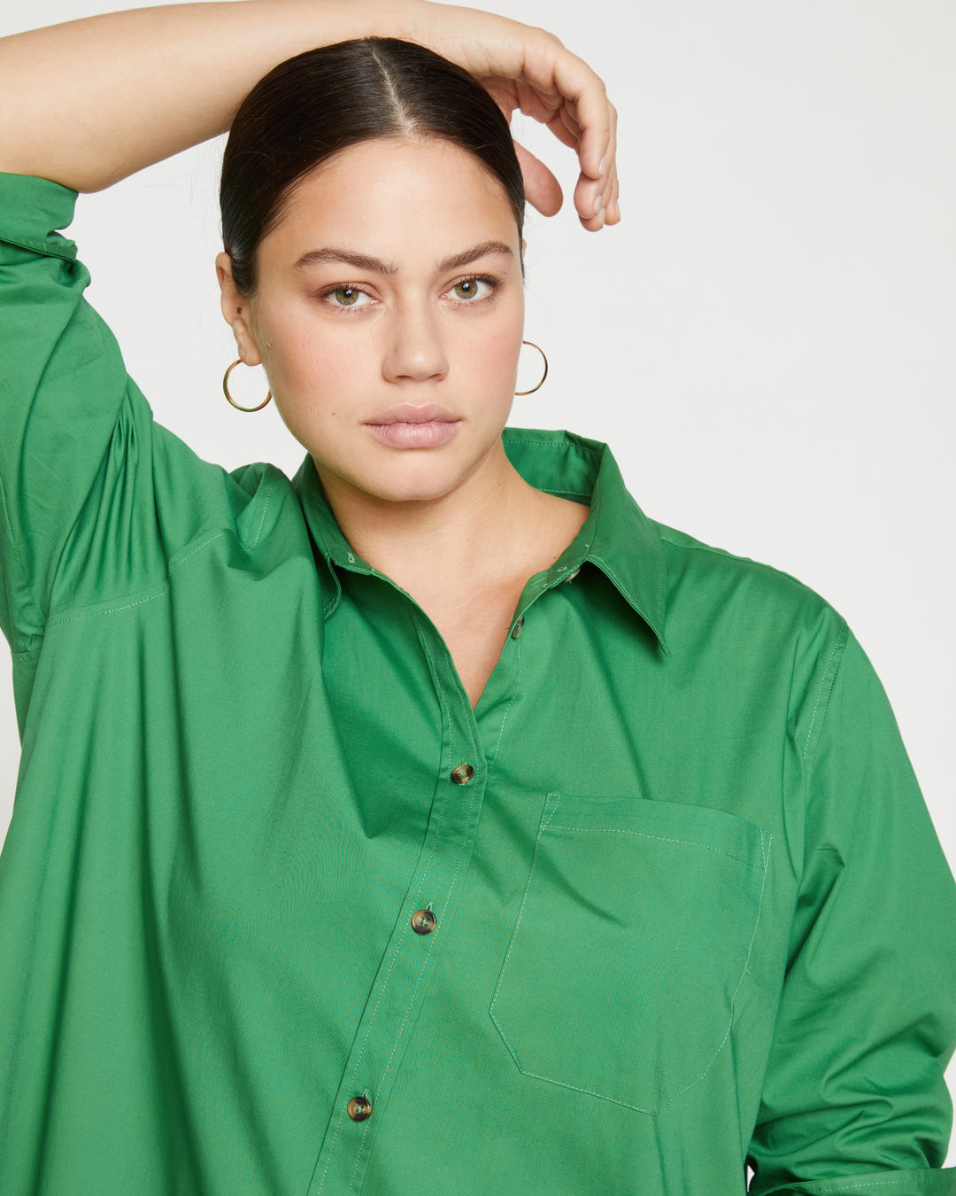 Odeon Stretch Poplin Shirtdress - Spearmint Candy