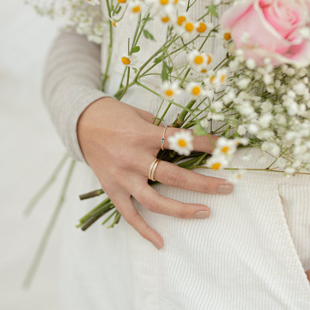 Phoebe Baguette CZ Gemstone Gold Band Ring