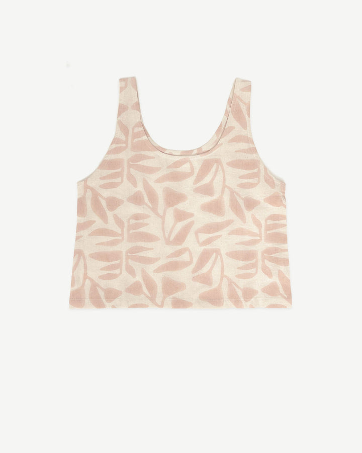 Botanical Block Print Cotton Tank Top