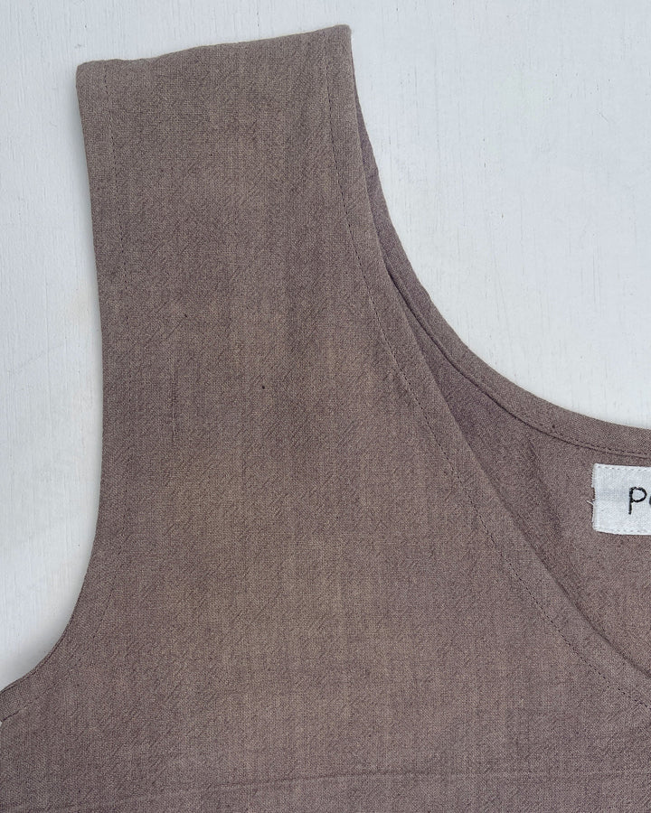 Handloom Blouse Tank Top in Bark-Brown