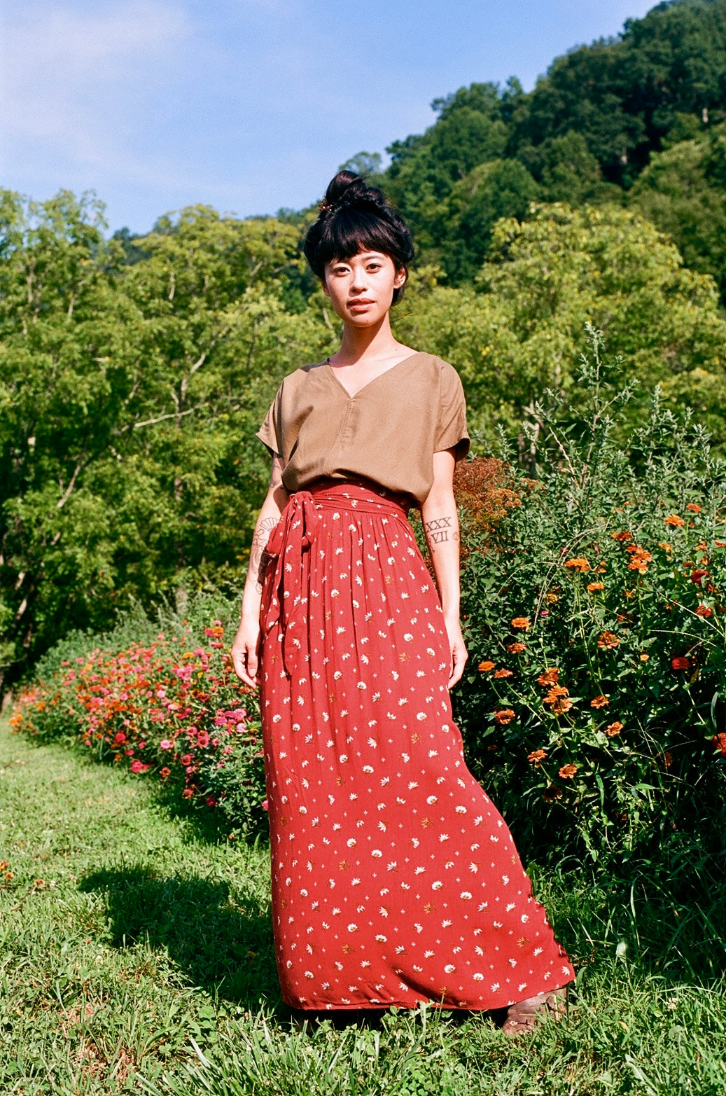 Dolman Top in Olive Raw Silk