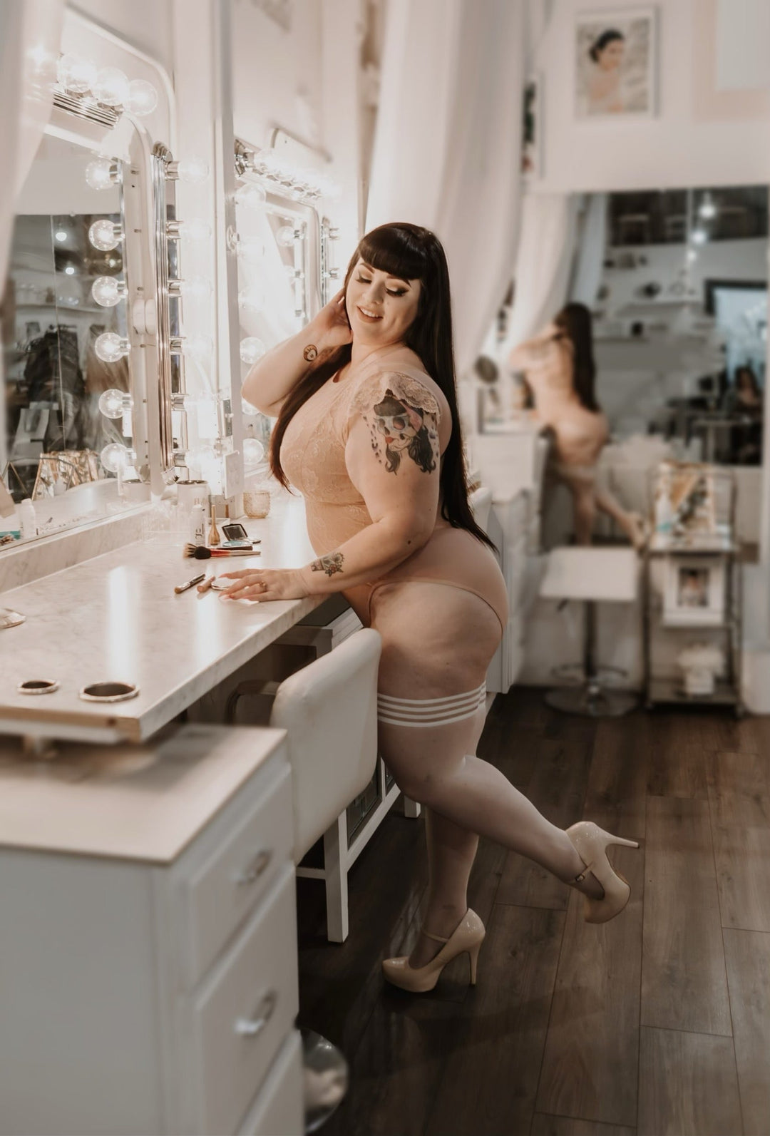 Ashley: Whatever Your Whimsy, Wedding to White Party Thigh Highs. Petite to Plus Size