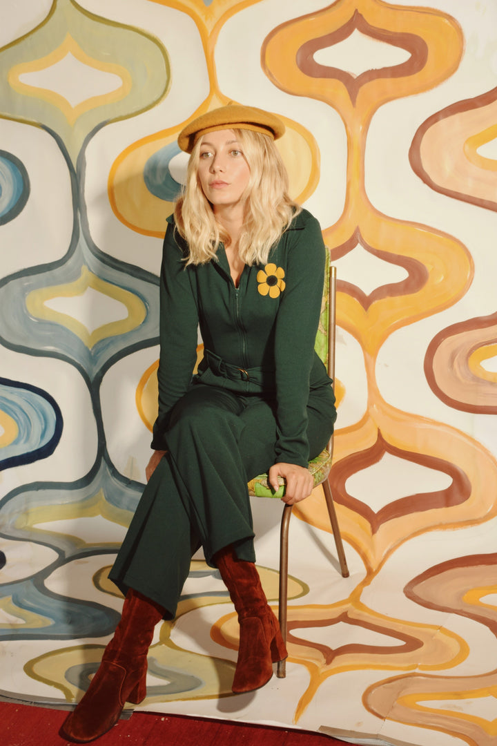 Flower Power Jumpsuit in Evergreen