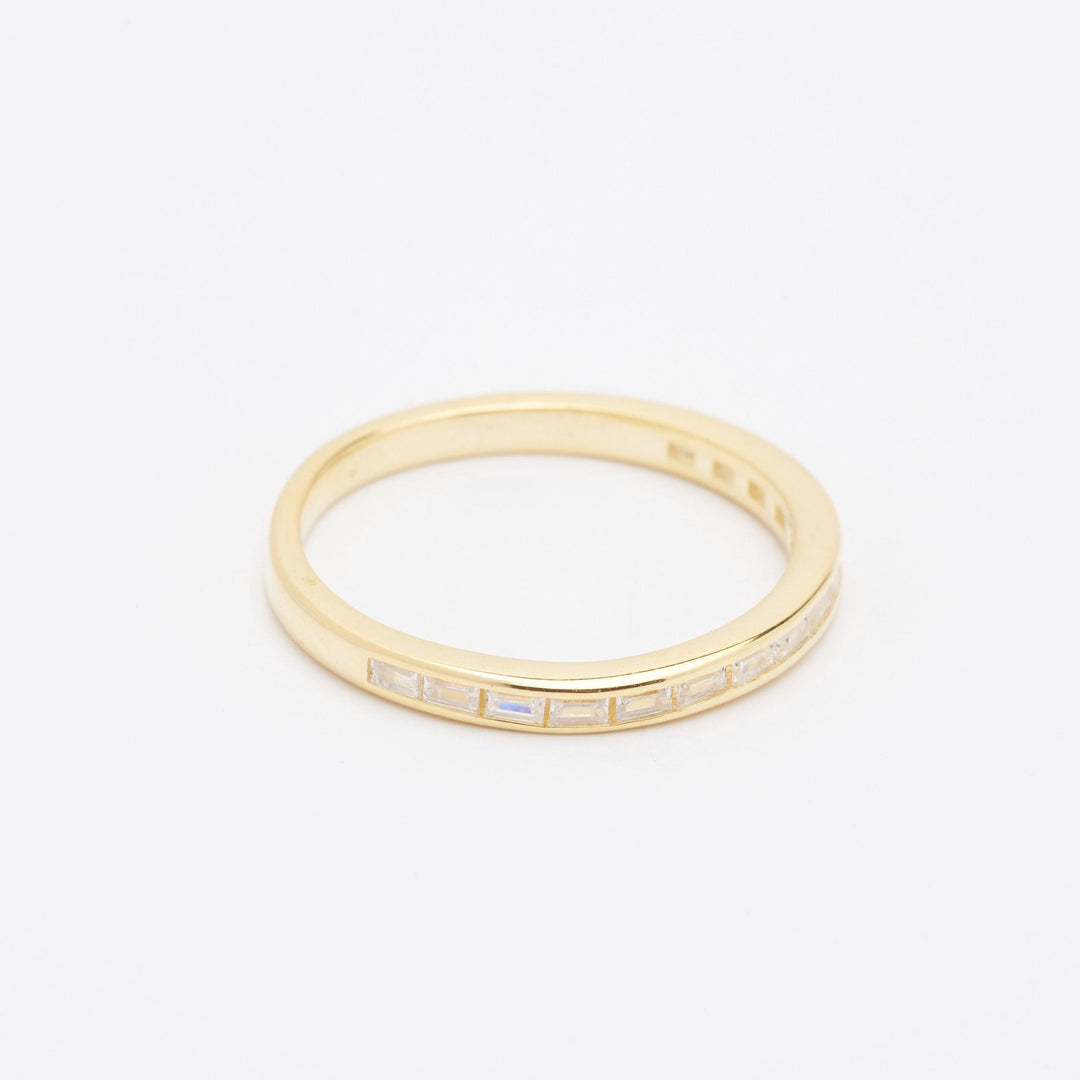 Phoebe Baguette CZ Gemstone Gold Band Ring