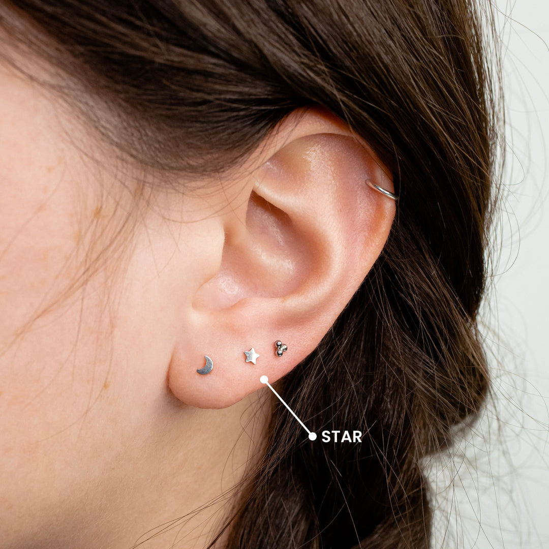 Star Flat Back Sleeper Earrings