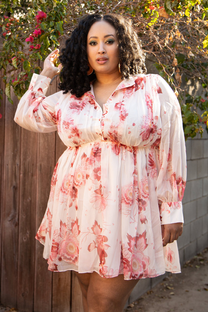 The Sweet Like Ice Cream Chiffon Empire Waist Dress in Floral Print