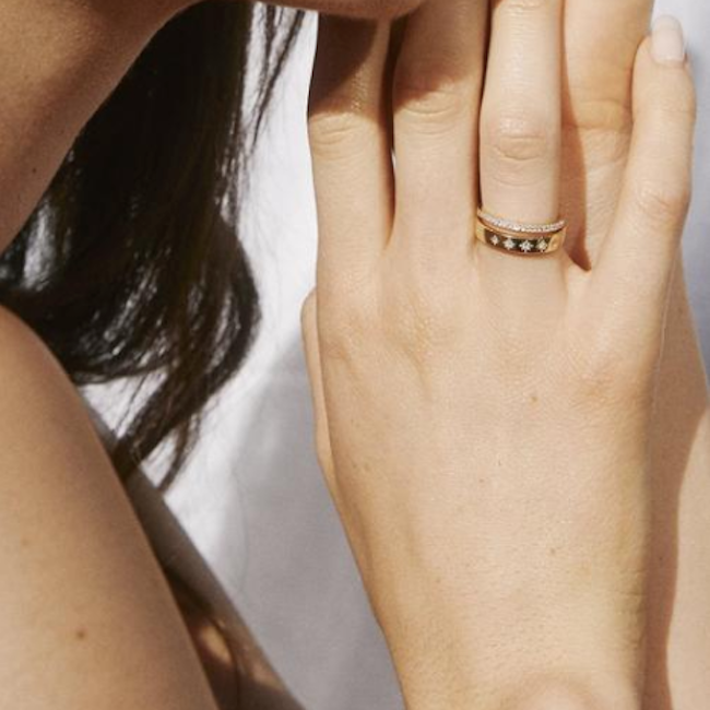 The Moon and Stars Stacking Ring