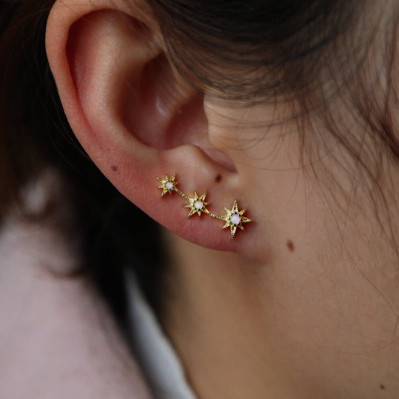 Opal Star Climber Earrings